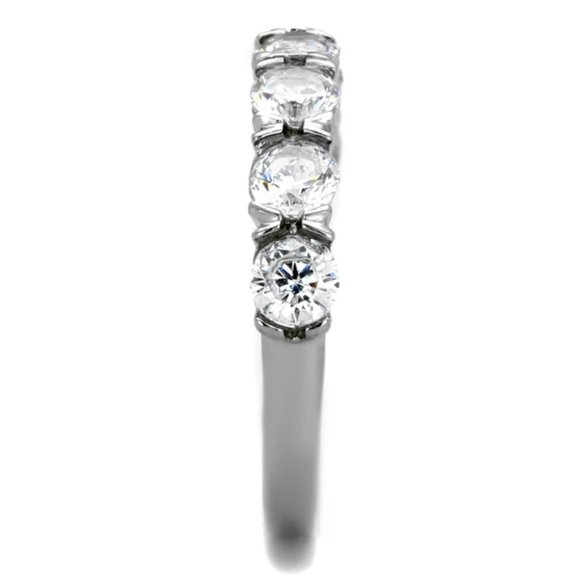 STAINLESS STEEL 7 Stone AAA Grade CZ Band Ring-NWT - Picture 16 of 16